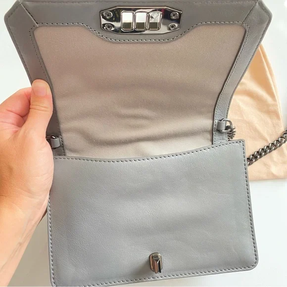 Rebecca Minkoff Leather Embroidered Crossbody Bag in Grey - Picture 6 of 12